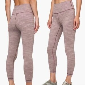 Wunder Under High Rise Luxtreme Purple Stripe Workout Leggings, size 4